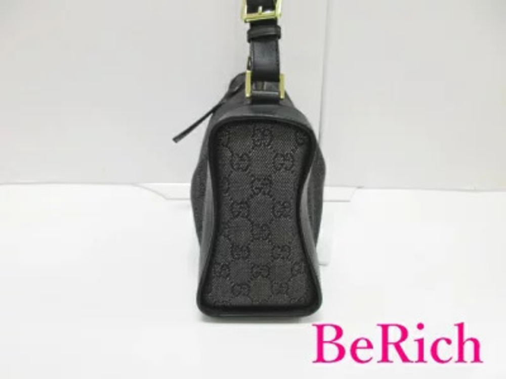 Gucci Shoulder Black Bag Handbag GG Canvas Denim Leather Black
